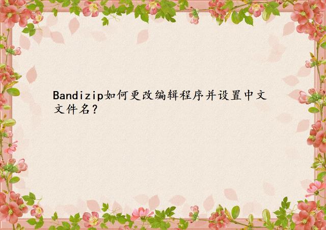 Bandizip如何更改编辑程序并设置中文文件名？